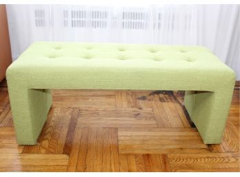 Lime Green Linen Bench - GREAT DESIGN & FABRIC! Good Condition - Item #48