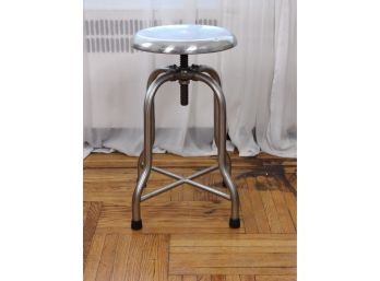 Industrial Style Chrome Piano Stool - HEIGHT ADJUSTABLE! Good Condition - Item #14