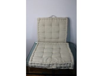 Pair Of 100% Organic Cotton Floor Pillows - Lot Of 2! Good Condition - Item #58