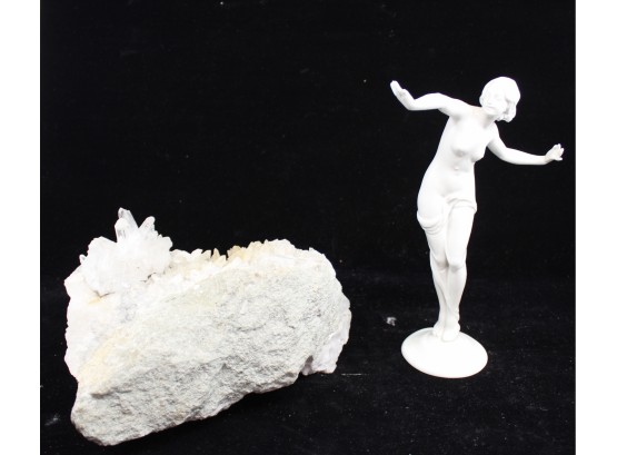 Crystal Rock And Statue - Lot Of 2 - Good Condition!! - Item #156