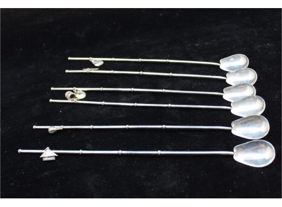 STERLING SILVER Ice-T Spoons - Set Of 6 - With Charms!!!! - Item #135