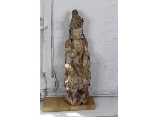 MUSEUM QUALITY  Kuan Yin Chinese Wood Statue - Late Sung Dynasty! Good Condition - Item #31