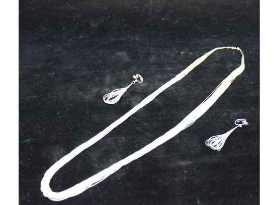 STERLING SILVER 30' Vintage Necklace & Clip Earrings Set!!!! - Item #129