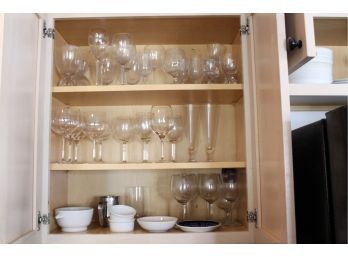 Kitchen Cabinet Lot - 3 Cabinets - Glassware, Dishes, Cups, AND MORE!! Good Condition - Item# 36