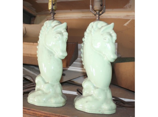 Pair Of Vintage Horse Lamps!! Good Condition - Item #74