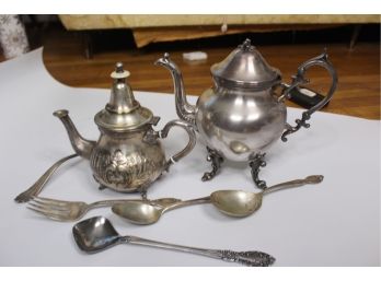 Misc. Lot - Silverplated Spoons & Tea Pots!! Good Condition - Item #114