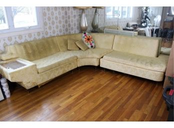 Mid Century Modern Sectional Couch W/Small Built In Table - THREE Pieces & Chair! - Item #02