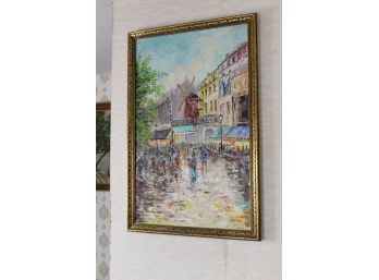 Vintage Framed Signed Art Work - 'Moulin Rouge' By Weiss - Oil On Canvas! Good Condition - Item #09