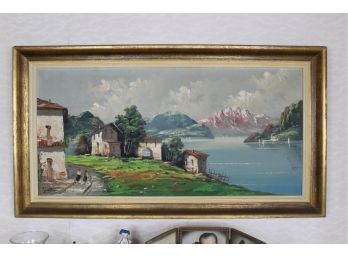 Vintage Gold Framed Signed Art Work - By Moretti Italian Artist - Oil On Canvas! Good Condition - Item #07
