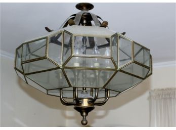 Vintage Glass And Brass Light Fixture-Item#23