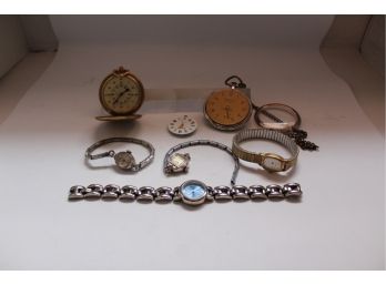 Lot Of 6 Vintage Wrist And Pocket Watches Item #112