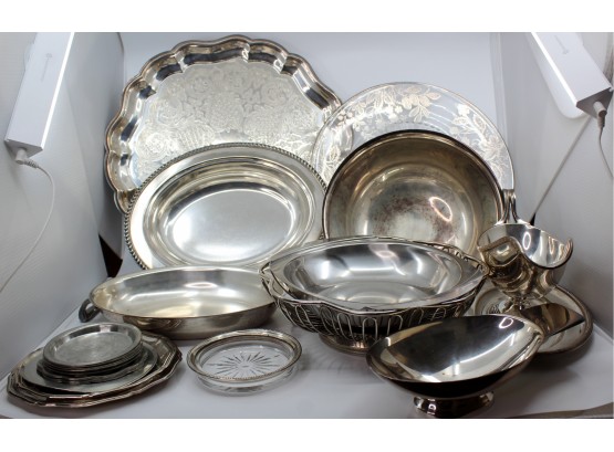Mixed Silver Plated Lot - Bowls, Serving Plates & Coasters! Good Condition - Item #62