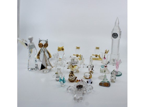 MIXED Lot Of  30 -  Crystal + Glass Animal Figurines! Good Condition - Item #57