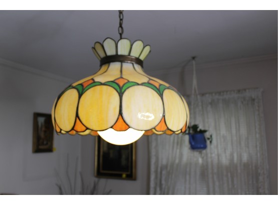 Larry's Fashion Tiffany Inspired Hanging Lamp - Works! Good Condition - Item #37