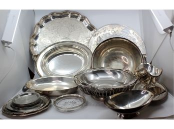 Mixed Silver Plated Lot - Bowls, Serving Plates & Coasters! Good Condition - Item #62