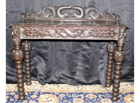 Antique Wood Table - Beautiful Hand Carved Details - Good Condition! - Item #05