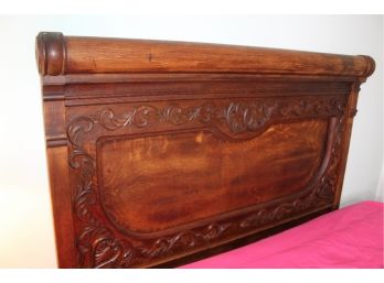 Antique Wooden Headboard - Hand Carved - Good Condition! - Item #35
