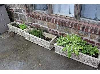 Lot Of 7 Concrete Planters - Plants Not Included - Good Condition! - Item #81