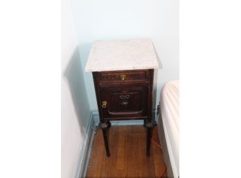 Antique Wooden Marble Top Night Table - Good Condition! - Item #42