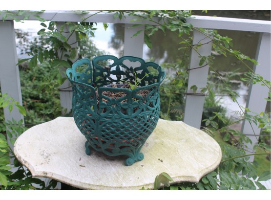 Metal Basket Pot Planter - Good Condition!! - Item #197