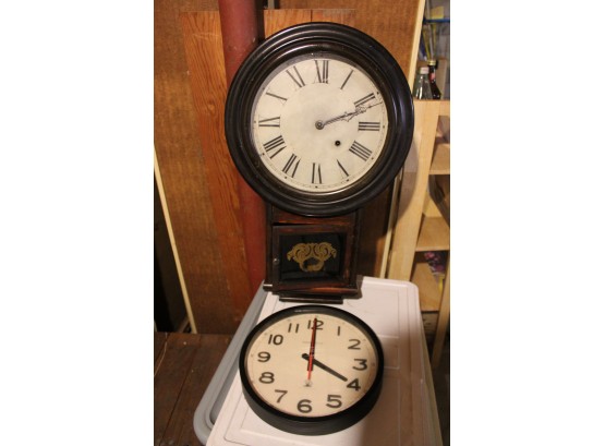 Lot Of 2 Clocks - Miller & Eight Day Brass Clock Welch Spring & Co.!! - Item #126