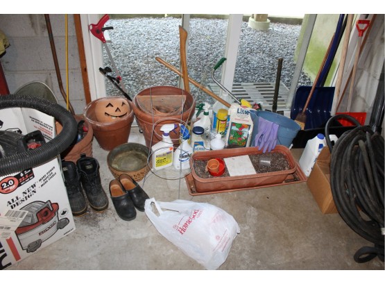 Huge Mixed Lot Of Garden Tools - Planters, Rakes, Shovels, Blower, Chemicals & More!! - Item #90