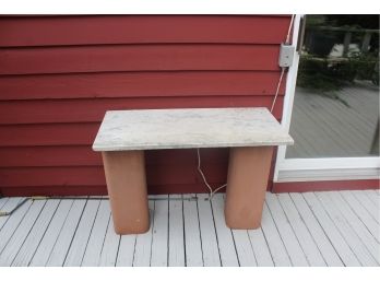 Marble Tob Table W/ Two Pillars  - Good Condition!! - Item #196