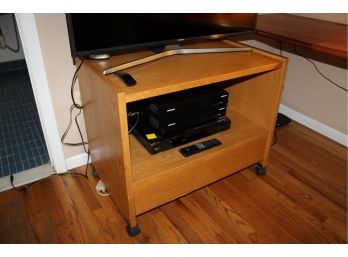 Wood TV Stand W/ Wheels - 1 Drawer - Good Condition!! Item #21