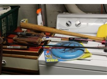 Mixed Sports Lot - Fishing Rod, Tennis Racket, Life Preservers & More!! - Item #93