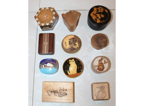 Mixed Lot Of Wooden Pill & Trinket Boxes! Item #143 LR