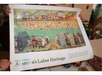 Vintage Ralph Fasanella America's Labor Heritage Poster! Item #139 LR