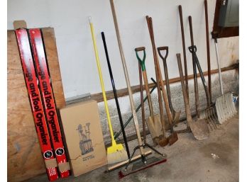 Mixed Lot Of Gardening Tools - Shovels, Garage & Tool Organizer, Rakes & MORE! Item #61 GAR