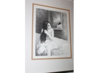 RAPHAEL SOYER 'Woman Sitting On Bed' Lithograph Framed Art Work! Item #182 LR