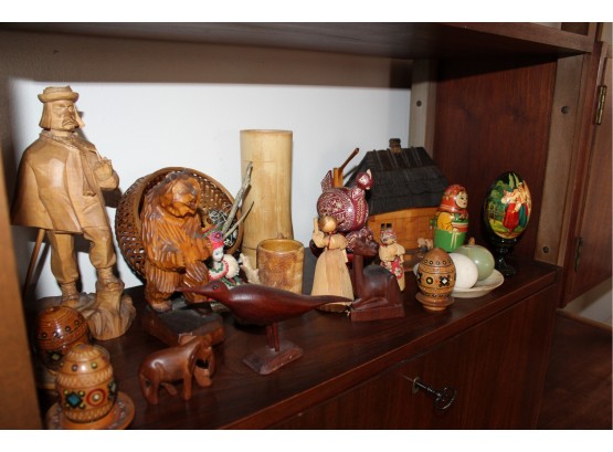 Mixed Lot Of Wooden Decorative Items - Statues, Eggs, Animals, Toy House & MORE!! - Item #51 LVRM