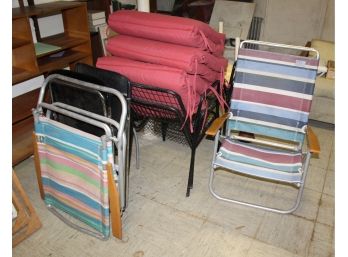 Mixed Lot Of Outdoor Chairs W/ Chairs, White Plastic Table & Black Chair - Mixed Sizes!! - Item #76 BSMT