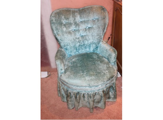 Retro Blue Velvet Chair - Good Condition!! - Item# 052