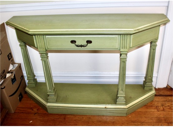 ETHAN ALLEN Green Console Table W/ One Drawer - SOLID WOOD - GOOD CONDITION!! Item #19 BR2