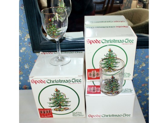 SPODE Christmas Tree Glasses - GOOD CONDITION!! Item #35 BR1