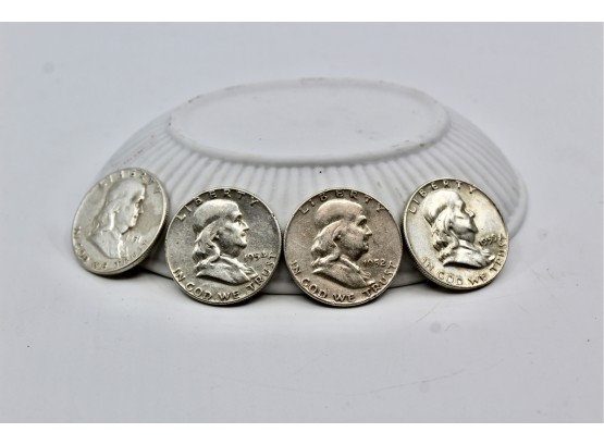Benjamin Franklin Silver Half Dollars - 1951, 1952, 1954, 1959 - TWO DENVER MINT - Lot Of 4!! Item#411 BOX