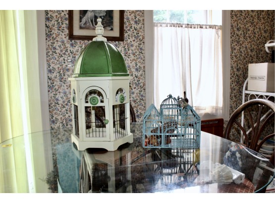HOME GOODS Bird Cage W/ Beautiful Porcelain Top & Small Decorative Bird Cage - Lot Of 2!! Item#123 KIT