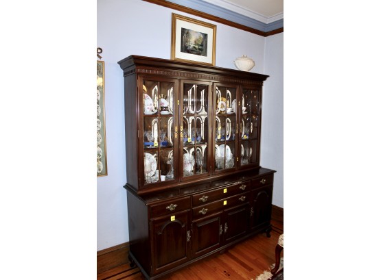 ETHAN ALLEN Vintage Solid Wood Breakfront W/ Bevelled Glass  - GREAT CONDITION!! Item #233 DR