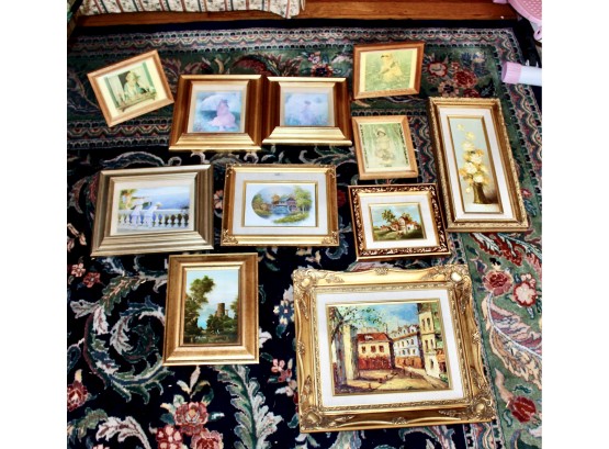DECORATIVE Vintage Small Framed Wall Art - Lot Of 11 - ASSORTED SIZES - GREAT LOT!! Item #368 DR