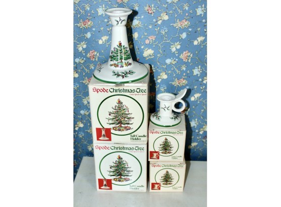 SPODE Christmas Tree Candle Holders - Lot Of 4!! Item #33 BR1
