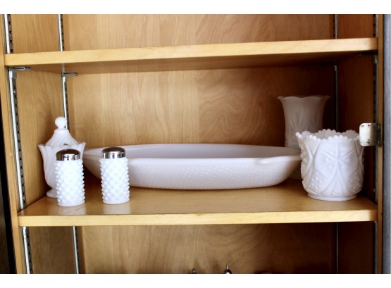 White Glass Kitchen Items - Trays, Salt & Pepper Shaker & MORE!! Item#109 KIT