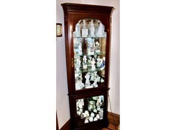 Vintage Light Up Corner Unit Display Cabinet W/ Six Glass Shelves & Two Doors - GOOD CONDITION!! Item#58 LV