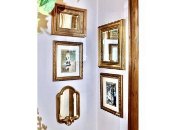 DECORATIVE Vintage Framed Wall Art & Wall Mirrors - Lot Of 5 - GREAT LOT!! Item #361 LR