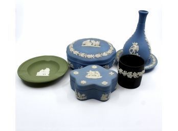 WEDGWOOD JASPERWARE Mixed Lot Of Decorative Items  - Trinket Box, Vase, Dish Tray AND MORE!! Item#321 DR