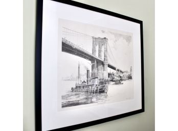 FLORENCE ANDERSON 'The Brooklyn Bridge In The Early 1900s' Framed Art - 67 0f 500 - GOOD CONDITION!Item#50 BR2