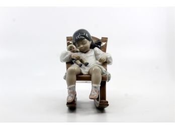LLADRO No. 5448 - 'Naptime' Girl Sleeping W/Doll On Rocking Chair - NO CRACKS - RETIRED!! Item #278 LR