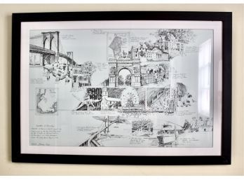 BARRY ROSS 'Scenes Of Brooklyn' Framed Art - VERY UNIQUE - GOOD CONDITION!! Item#49 BR2